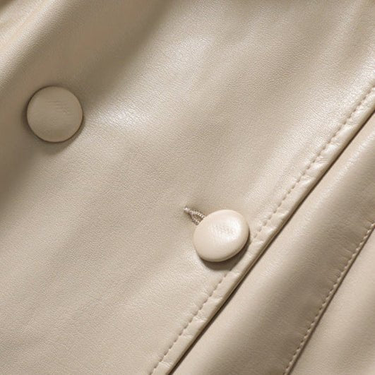 Women's Belted Sheepskin Leather Trench Coat | Longline Silhouette View 12