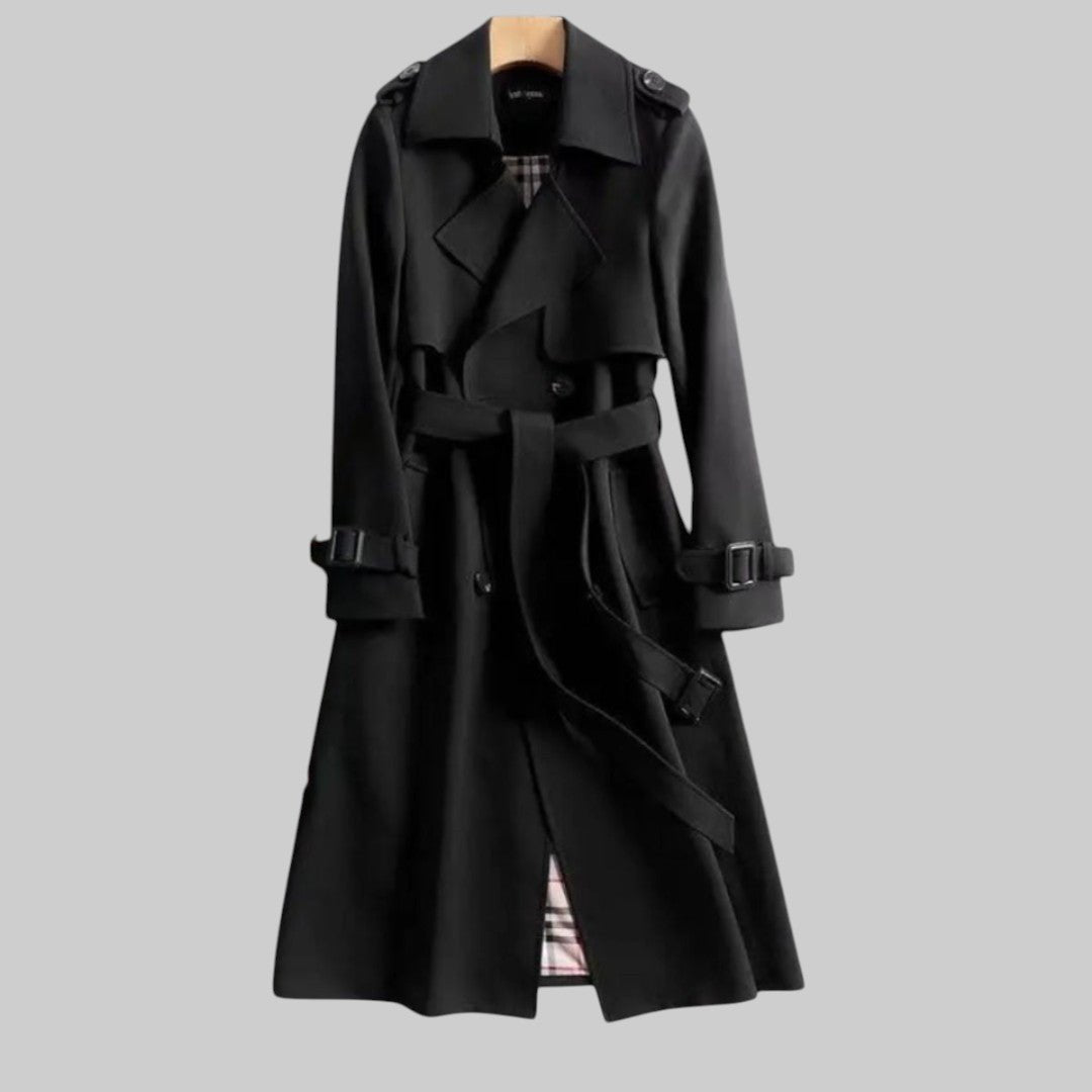 Women's Belted Trench Coat | Double-Breasted Midi Side