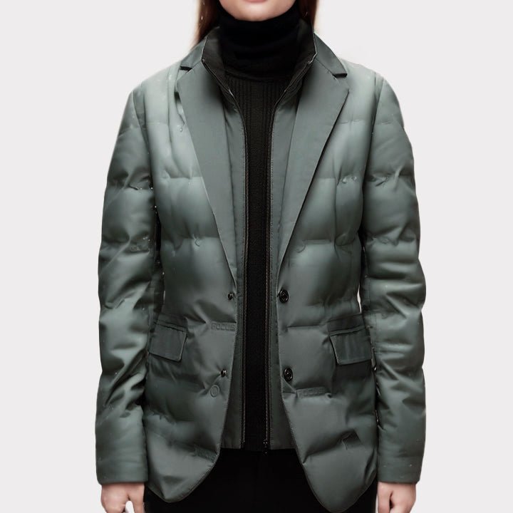 Women's Blazer-Style Puffer Windbreaker | Lightweight Down City Front