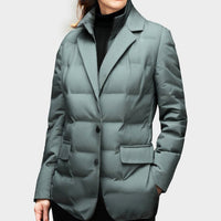 Women's Blazer-Style Puffer Windbreaker | Lightweight Down City Side