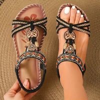 Women's Boho Flat T-Strap Orthopedic Shoes Back