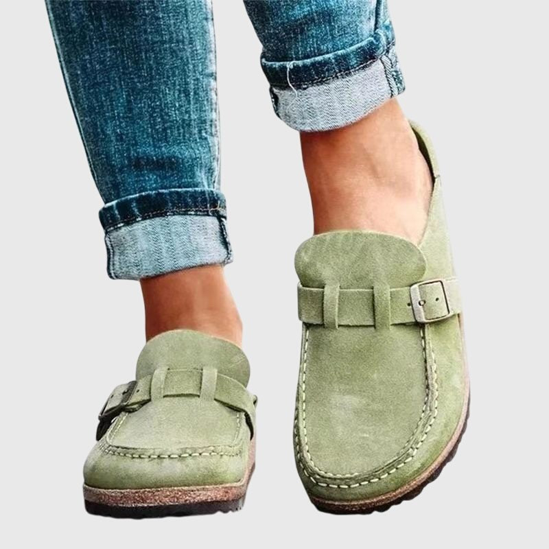 Women's Buckle Strap Mule Clogs | Slip-On Casual Angle