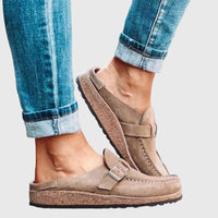 Women's Buckle Strap Mule Clogs | Slip-On Casual Front