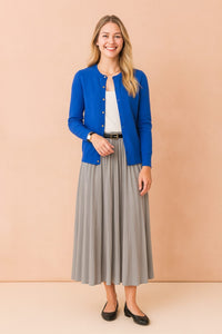 Women's Button Down Cardigan Sweater | Crew Neck Knit Layer Detail