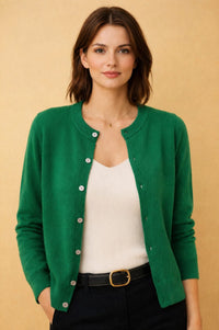 Women's Button Down Cardigan Sweater | Crew Neck Knit Layer Lifestyle
