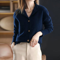 Women's Button-Front Cardigan Sweater | High Neck Ribbed Side