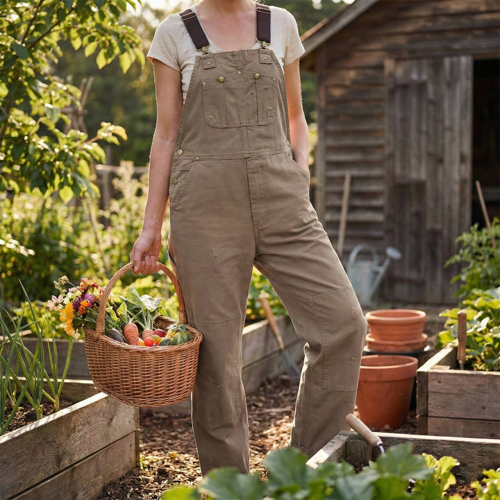 Women's Canvas Duck Bib Overalls | Adjustable Workwear Angle