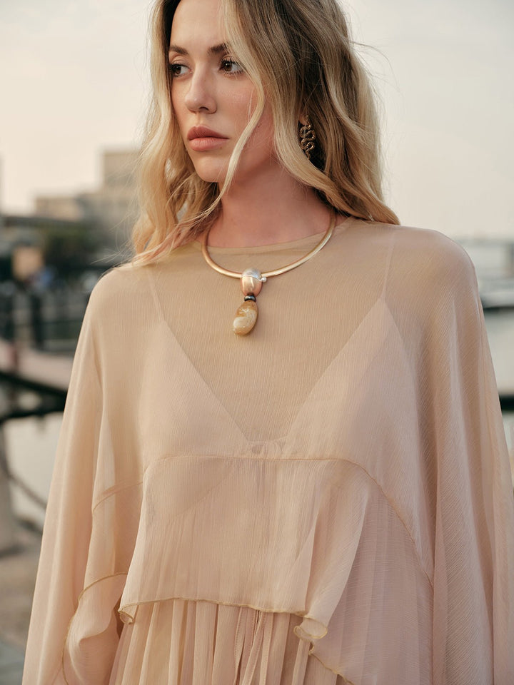 Women's Chiffon Layered Maxi Dress | Cloak Detail
