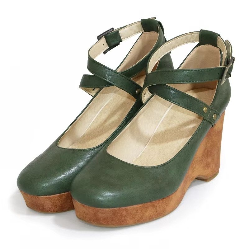 Women's Chunky Platform Mary Jane Heels | Buckle Strap Close Up