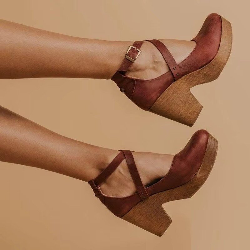 Women's Chunky Platform Mary Jane Heels | Buckle Strap Hero