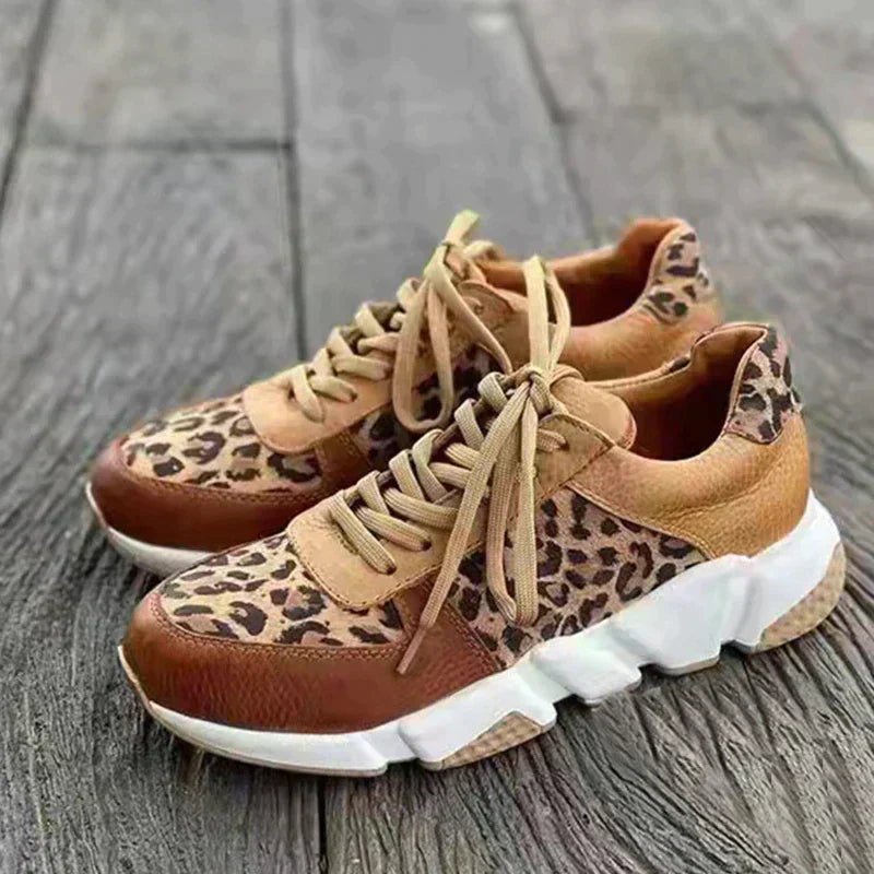 Women's Comfortable Leopard Sneakers | Chunky Wave Sole Detail
