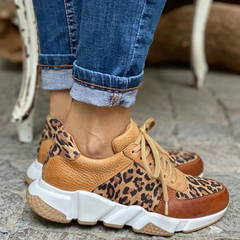 Women's Comfortable Leopard Sneakers | Chunky Wave Sole Front