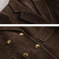 Women's Corduroy Two-Piece Suit | Double-Breasted Blazer Set Angle