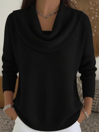 Women's Cowl Neck Long Sleeve Merino Wool Sweater | Relaxed Fit Back