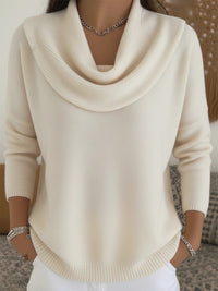 Women's Cowl Neck Long Sleeve Merino Wool Sweater | Relaxed Fit Side