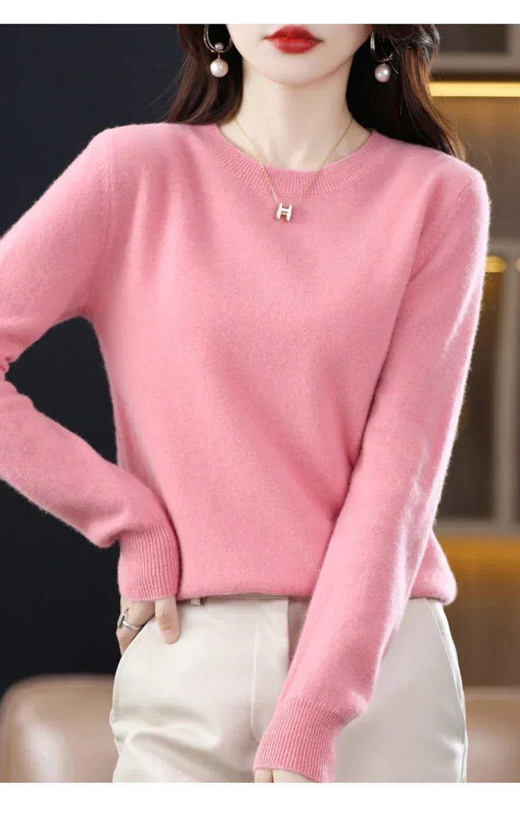 Women's Crew Neck Sweater | Soft Knit Everyday Layer Angle
