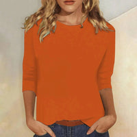 Women's Crew Neck Three Quarter Sleeve Top | Relaxed Fit Angle