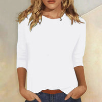 Women's Crew Neck Three Quarter Sleeve Top | Relaxed Fit Front
