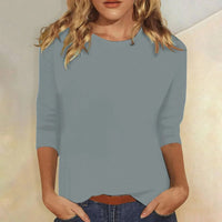 Women's Crew Neck Three Quarter Sleeve Top | Relaxed Fit Side