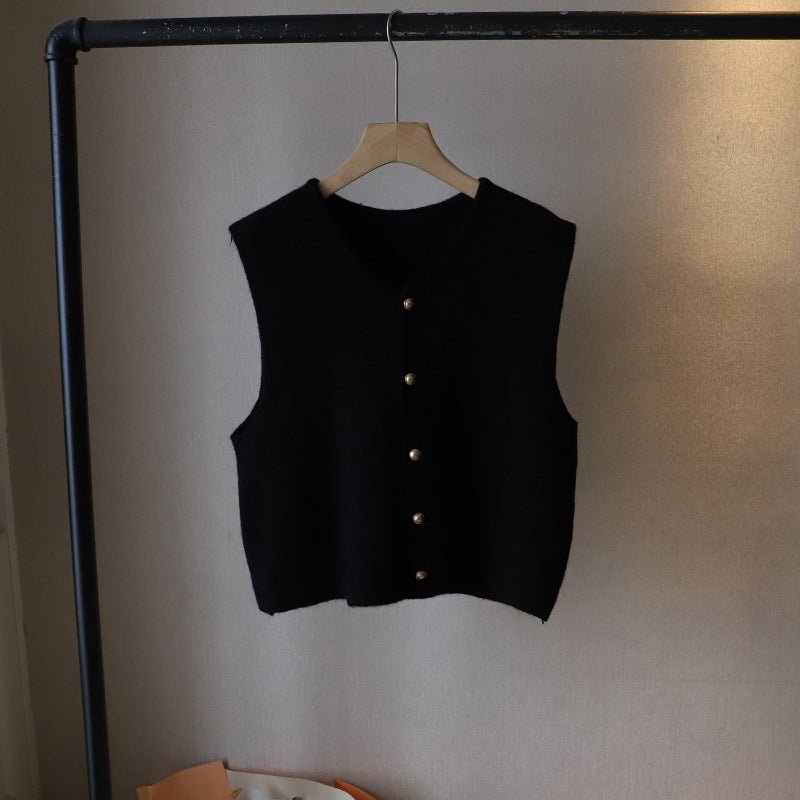 Women's Cropped Soft Vest | Button-Front Silky Angle