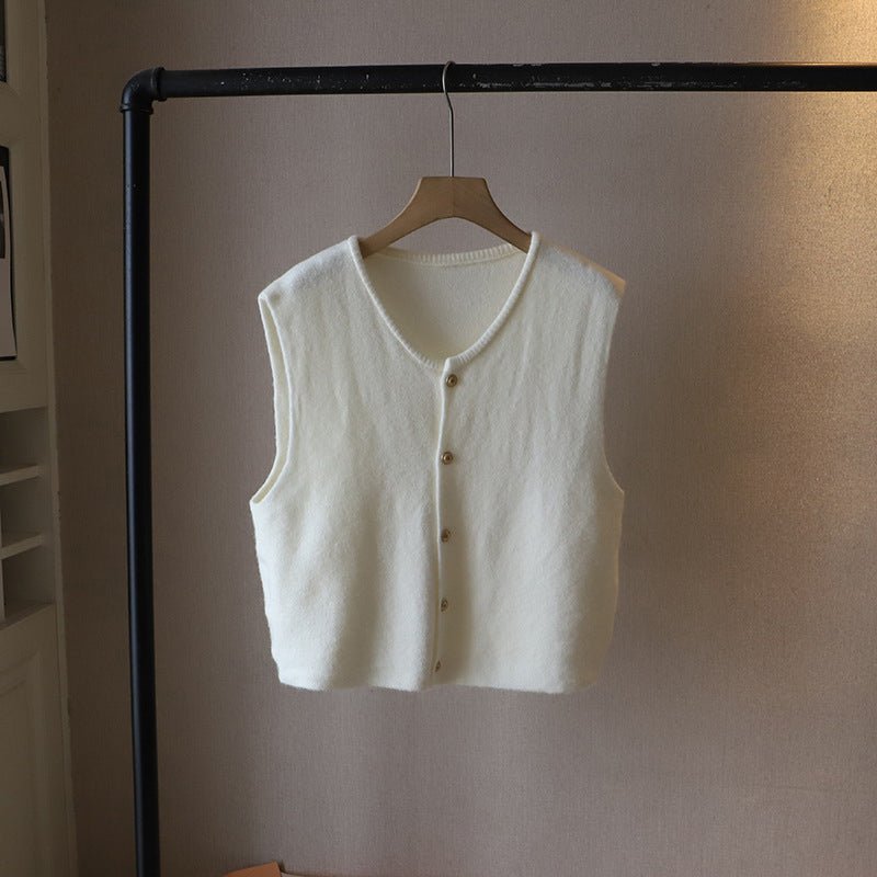 Women's Cropped Soft Vest | Button-Front Silky Back