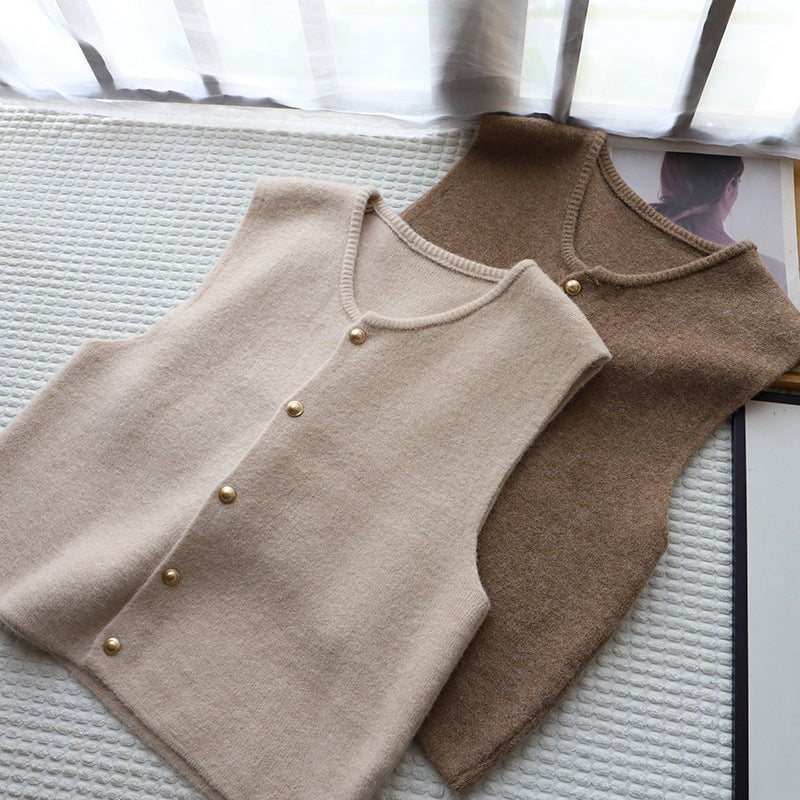 Women's Cropped Soft Vest | Button-Front Silky Front