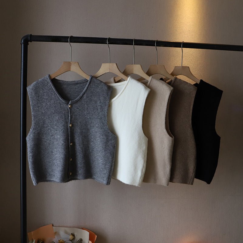 Women's Cropped Soft Vest | Button-Front Silky Full