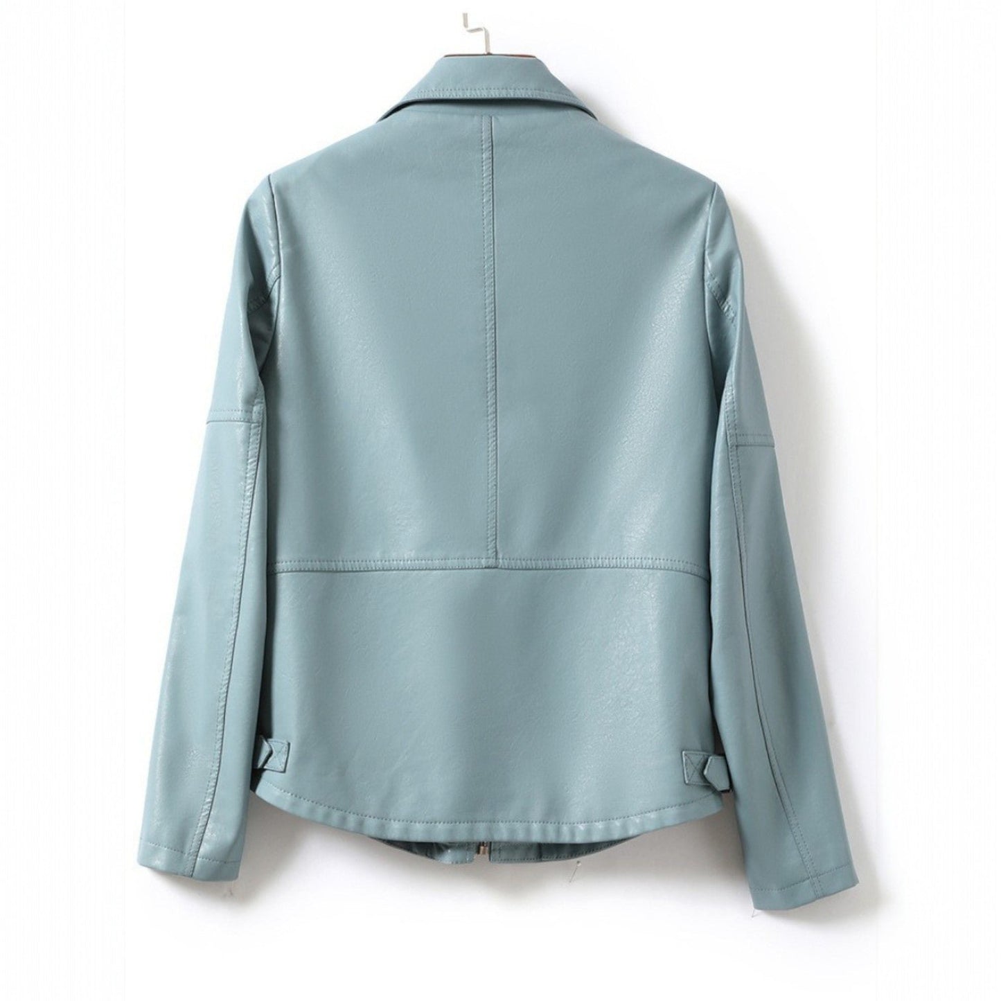 Women's Curved Hem Sheepskin Leather Jacket | Zip Front Front
