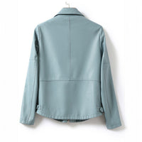 Women's Curved Hem Sheepskin Leather Jacket | Zip Front Front