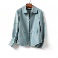 Women's Curved Hem Sheepskin Leather Jacket | Zip Front Hero