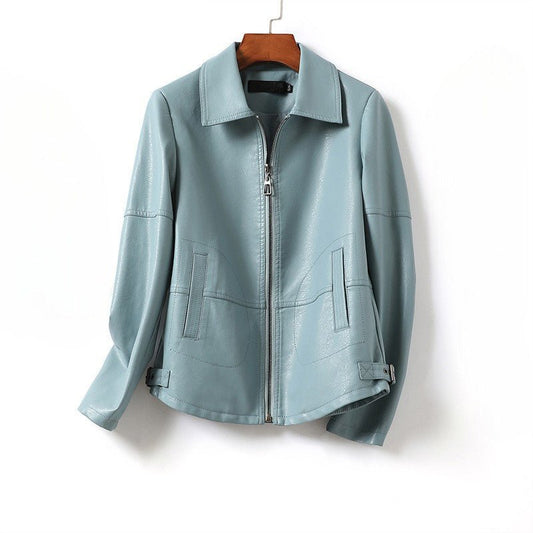 Women's Curved Hem Sheepskin Leather Jacket | Zip Front Hero