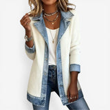 Women's Denim Cardigan Jacket | Lapel Button Knit Layer