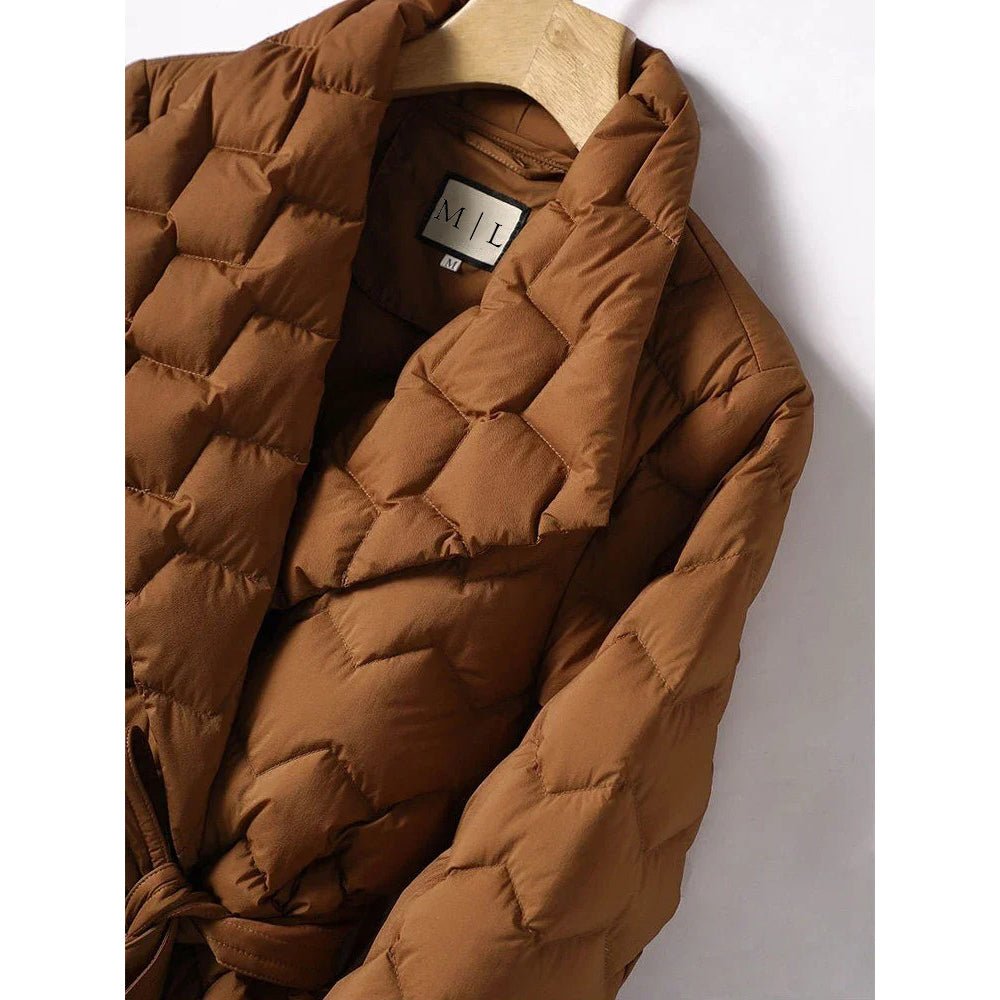 Women's Diamond Quilted Down Jacket | Tailored Lapel Detail