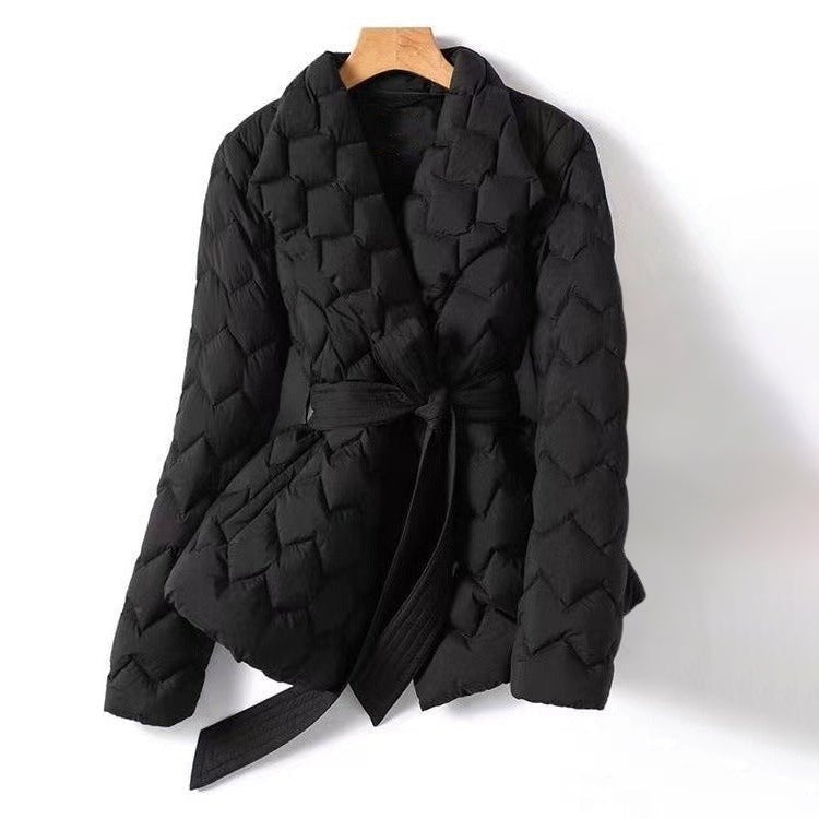 Women's Diamond Quilted Down Jacket | Tailored Lapel Front