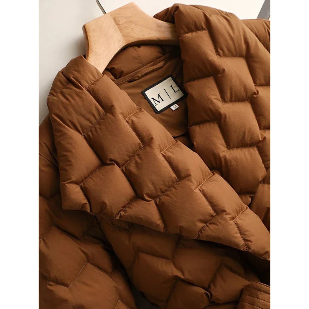 Women's Diamond Quilted Down Jacket | Tailored Lapel Side