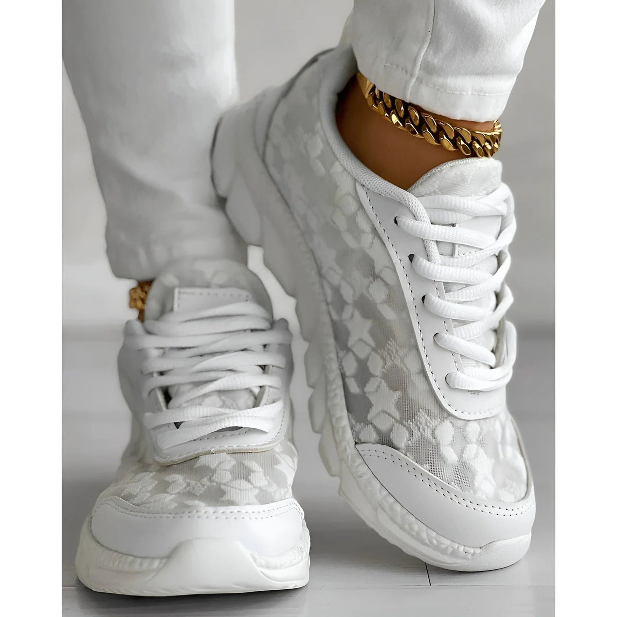 Women's Dotted Mesh Daily Wear Shoes Front