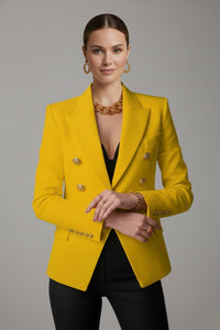 Women's Double-Breasted Blazer | Gold Button Tailored Fit Angle