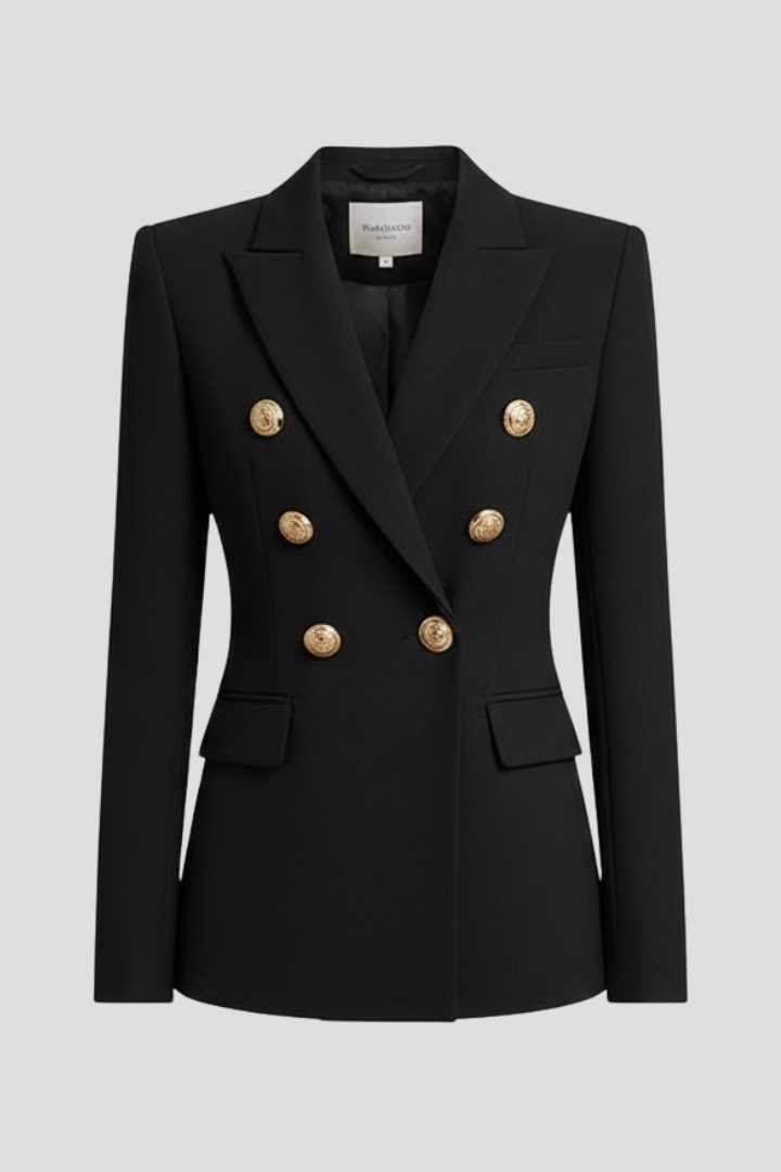 Women's Double-Breasted Blazer | Gold Button Tailored Fit Hero