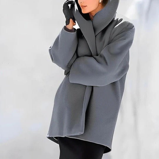 Women's Draped Collar Belted Winter Jacket | A-Line Wrap Coat Hero