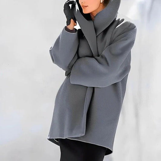 Women's Draped Collar Belted Winter Jacket | A-Line Wrap Coat Hero