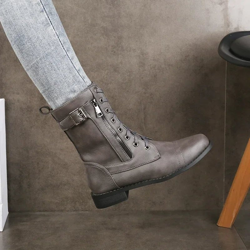 Women's Dual Zip Leather Boots | All-Terrain Back