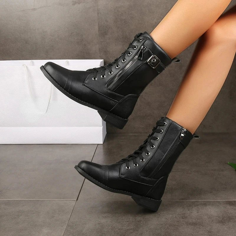 Women's Dual Zip Leather Boots | All-Terrain Detail