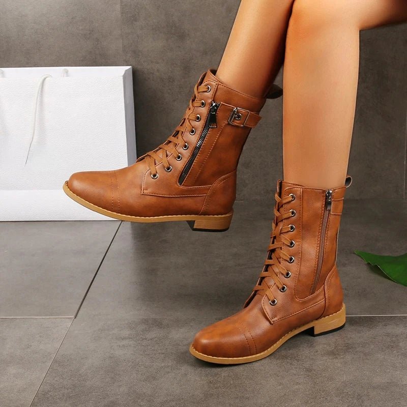 Women's Dual Zip Leather Boots | All-Terrain Front