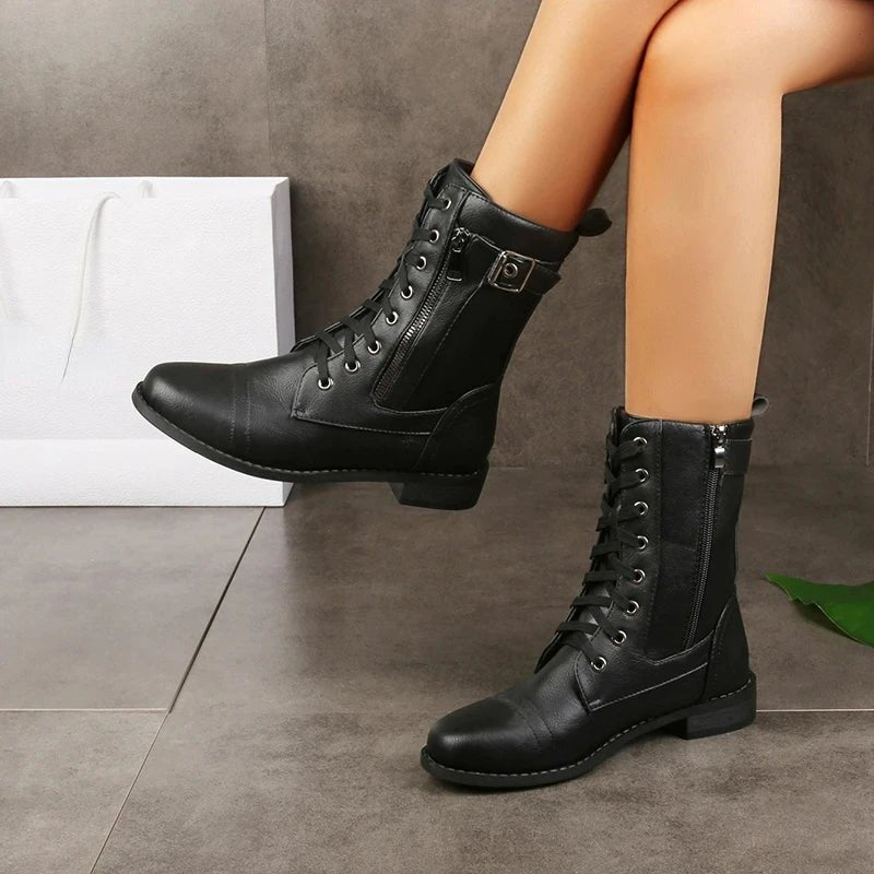 Women's Dual Zip Leather Boots | All-Terrain Side