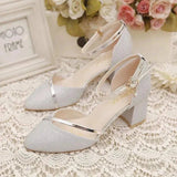 Women's Elegant Block Heel Sandals | Glitter Ankle Strap