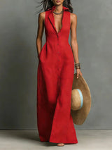 Women's Elegant Lapel Shirt Maxi Dress | Button-Front