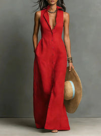 Women's Elegant Lapel Shirt Maxi Dress | Button-Front Hero