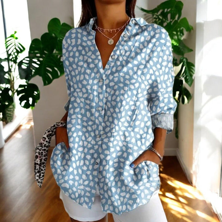 Women's Elegant Vintage Blouse | Hibiscus Print Short Sleeve Lifestyle