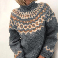 Women's Fair Isle Turtleneck Sweater | Fitted Wool Knit Front