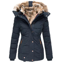 Women's Faux Fur Hood Padded Parka | Wool-Cotton Winter Back